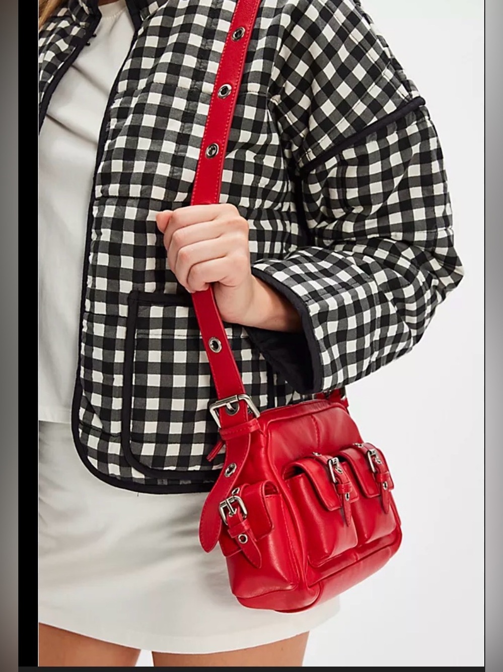 Free people red buckle shoulder bag